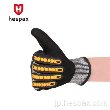 Hespax Sandy Nitrile Anti Impact Mechanics Automotive Glove